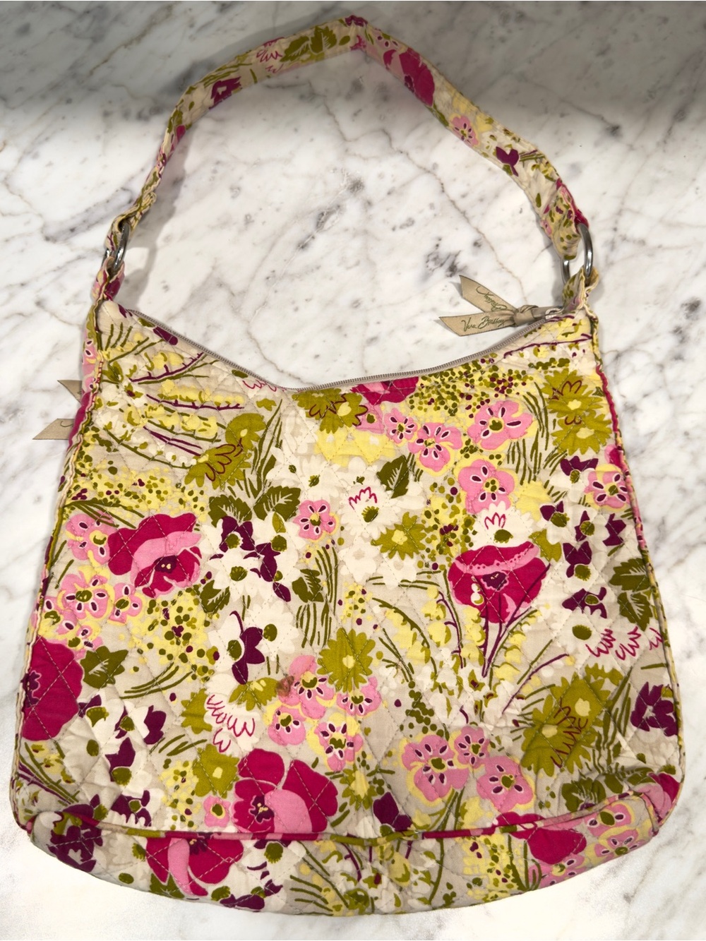 Vera Bradley Floral Quilted Pink Purse Shoulder Bag Make Me Blush Retired Print - Picture 4 of 6